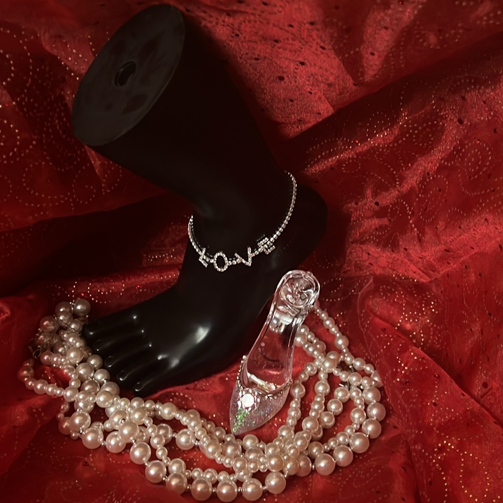 New! White Wedding Anklet Love Letter Full Of Bling Rhinestones